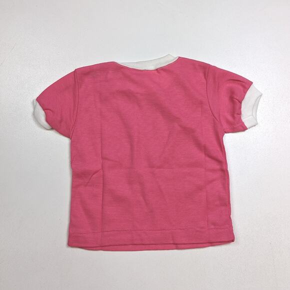 Vintage Hammer Baby Girls Sz 9m Pink Ringer Short Sleeve Retro Basic Casual - Picture 2 of 3